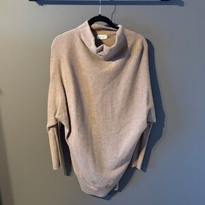 Elegant Taupe Cowl Neck Sweater
